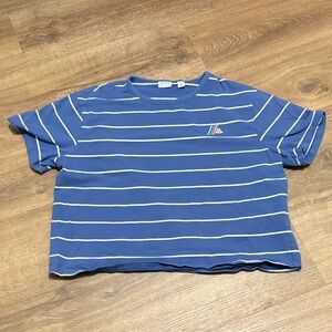 Aldi Gear Size Medium Blue Striped Shirt Cropped